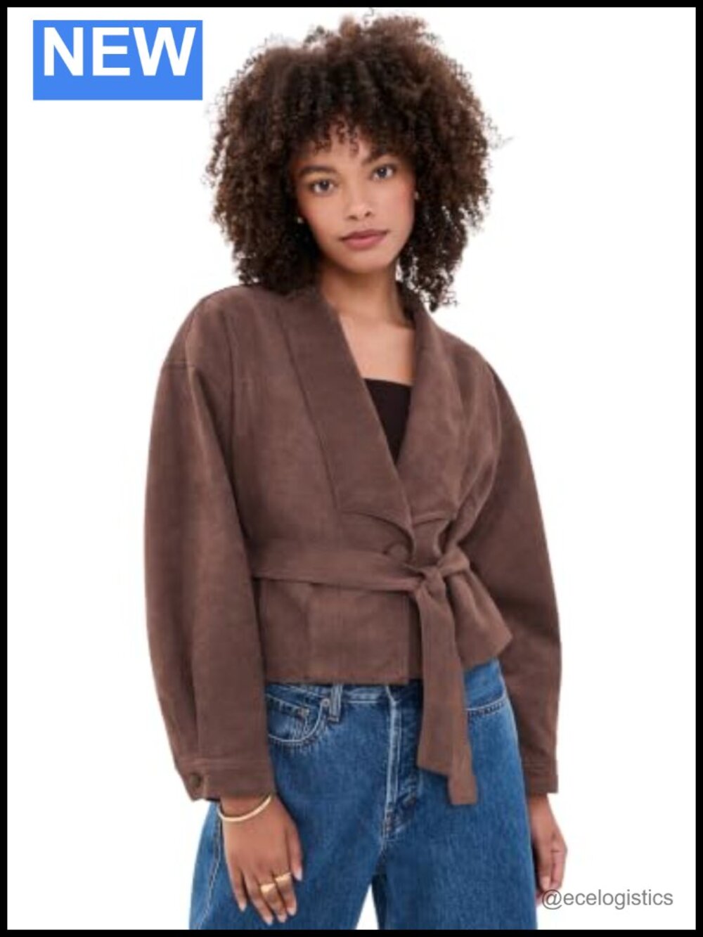 Faux Suede Shawl Collar Jacket with Tie Belt